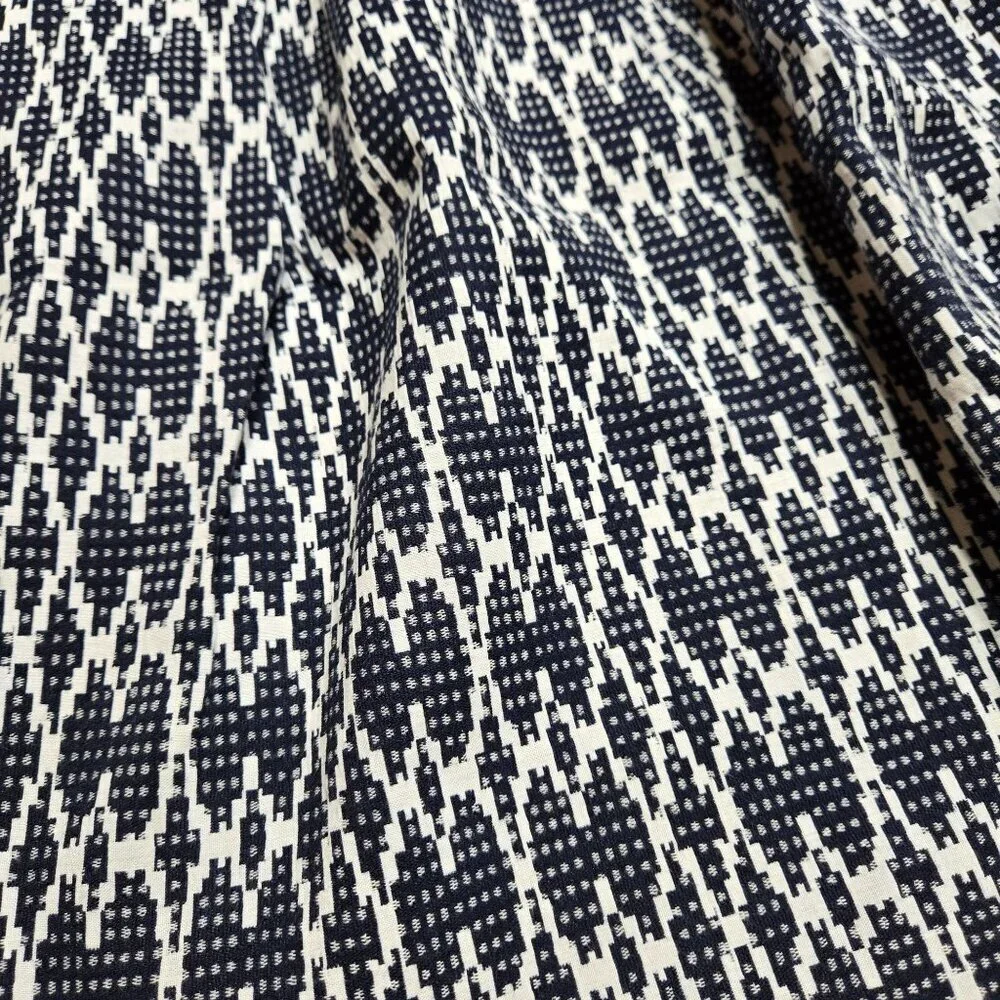 J.Crew Skirt‎ Womens 8 Blue White Geometric Textured Lined Zip Pockets Pleated